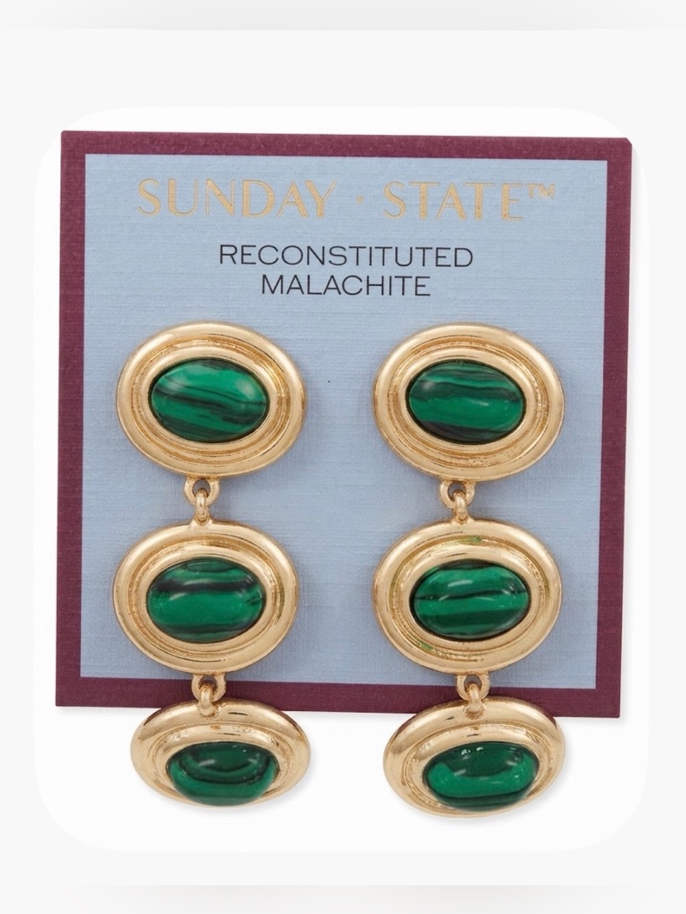 NWT ⚜️💚⚜️ Sunday State Reconstituted Malachite Drop Earrings